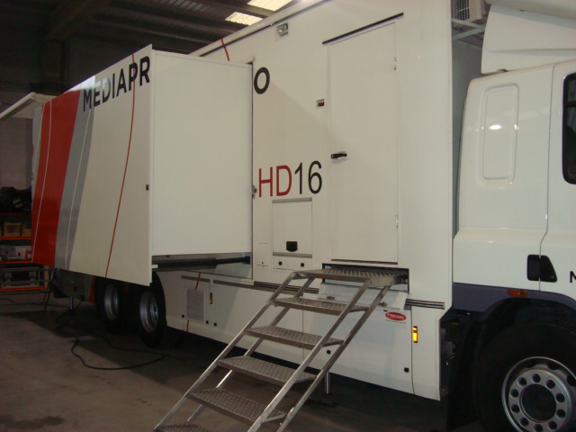 A side view of HD OB van